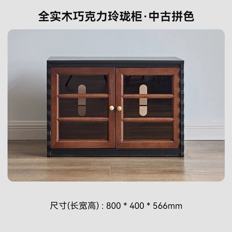 Elegant French Solid Wood TV Cabinet | Chinese Style Modular Storage & Display Unit for Living Room