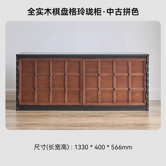 Elegant French Solid Wood TV Cabinet | Chinese Style Modular Storage & Display Unit for Living Room