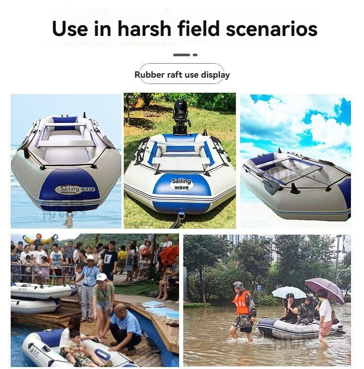 "Durable Inflatable Fishing Boat with Thickened Hard Bottom - Perfect for Outdoor Adventures"